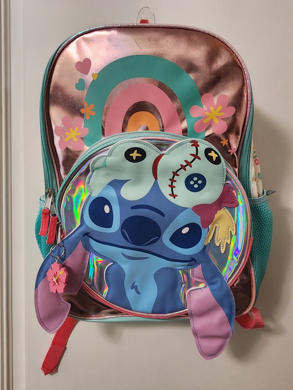 Disney Stitch Scrump Holographic Rainbow Kids Backpack Bioworld